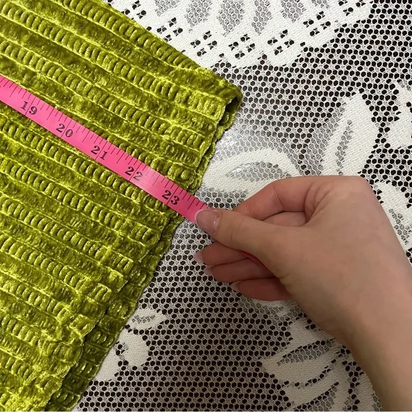 VINTAGE Betty Blue Green Crushed Velvet Ribbed Turtle Neck Top size medium - Picture 6 of 6